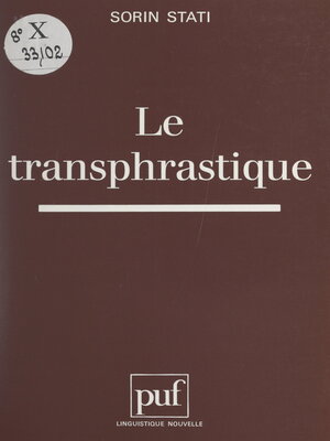 cover image of Le transphrastique
